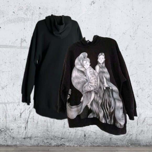 PRICE DROP FOR CCO!!! Cute ZARA Graphic Image Sweatshirt Hoodie in Black & White - Picture 6 of 10